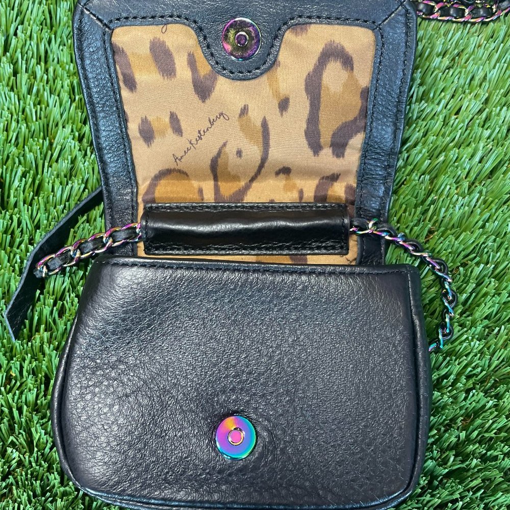 Aimee Kestenberg Crossbody Black Leather Animal Print Wallet